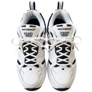 New Balance 621 White and Navy Sneakers